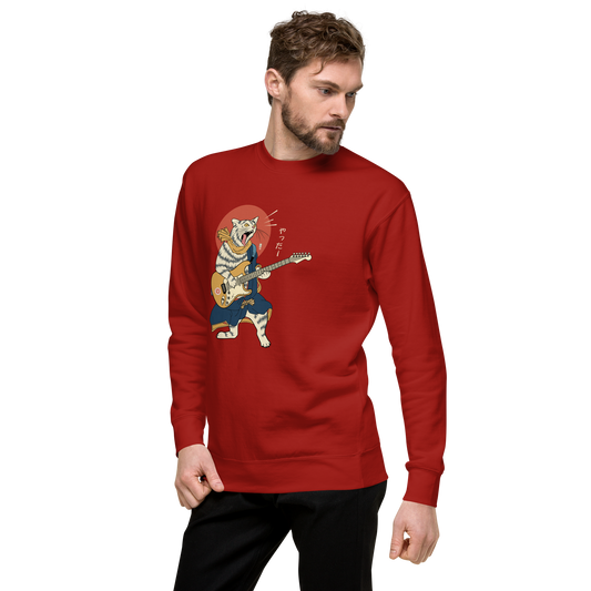 Cat Guitarist Solo Rock Ukiyo-e Unisex Premium Sweatshirt - Samurai Original