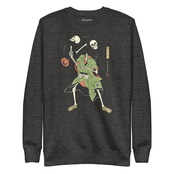 Halloween Samurai Skeleton Juggling Japanese Ukiyo-e Unisex Premium Sweatshirt - Samurai Original