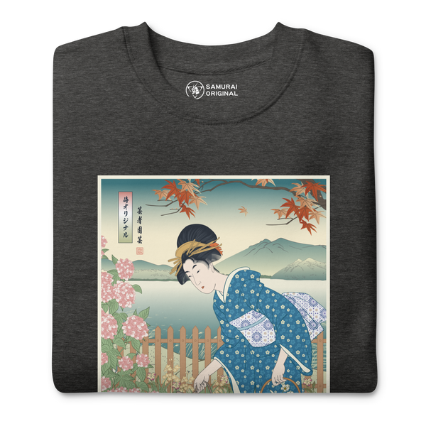 Geisha Gardening Japanese Ukiyo-e Unisex Premium Sweatshirt 3