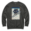Samurai Skiing Ukiyo-e Unisex Premium Sweatshirt Charcoal Heather - Samurai Original