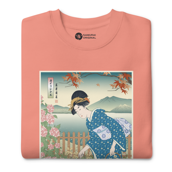 Geisha Gardening Japanese Ukiyo-e Unisex Premium Sweatshirt 3