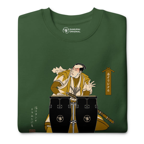 Samurai Playing the Conga Drums Ukiyo-e Unisex Premium Sweatshirt