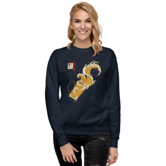 Beer Wave Ukiyo-e Unisex Premium Sweatshirt - Samurai Original