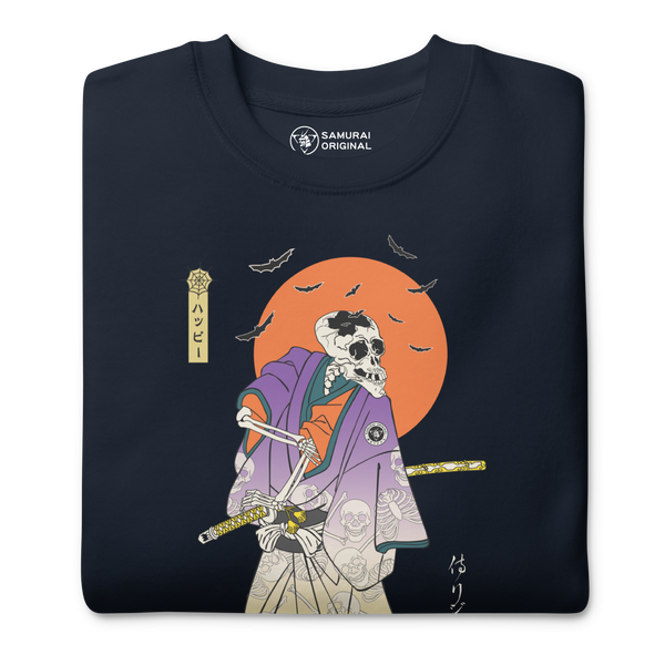 Halloween Samurai Skeleton Japanese Ukiyo-e Unisex Premium Sweatshirt - Samurai Original