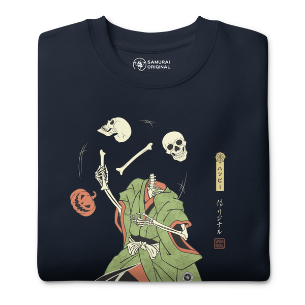 Halloween Samurai Skeleton Juggling Japanese Ukiyo-e Unisex Premium Sweatshirt - Samurai Original