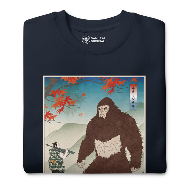 Samurai Hunts Sasquatch Japanese Ukiyo-e Unisex Premium Sweatshirt