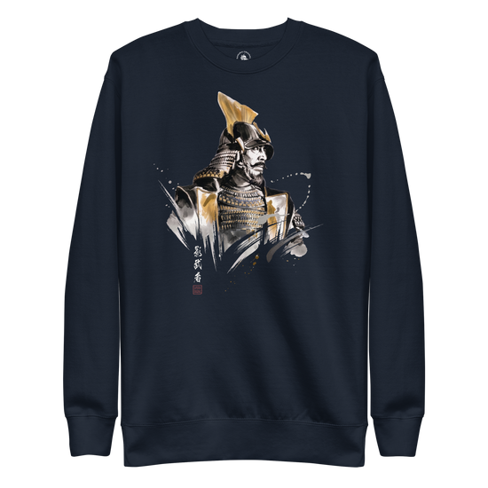 The Kagemusha Sumi-e Japanese Art Unisex Premium Sweatshirt Navy Blazer - Samurai Original