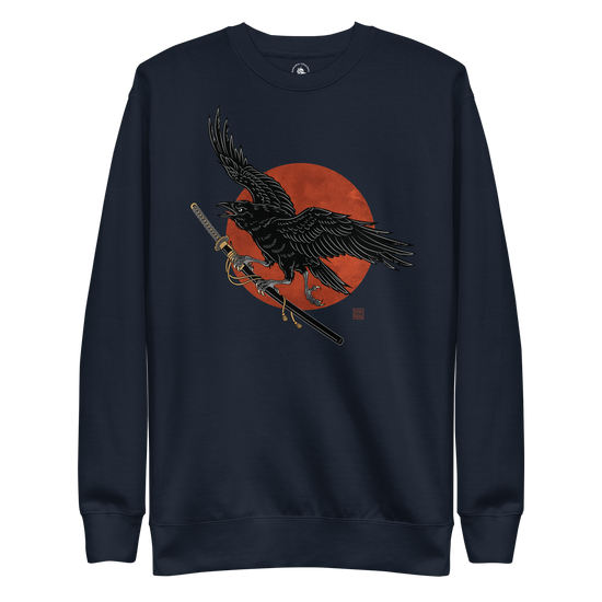 Ronin Raven Unisex Premium Sweatshirt Navy Blazer - Samurai Original