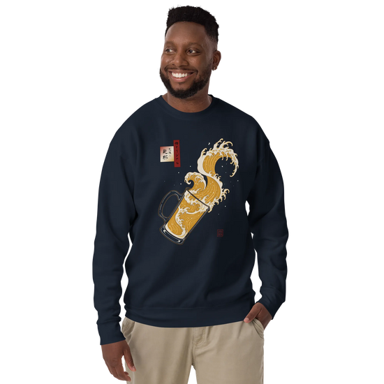 Beer Wave Ukiyo-e Unisex Premium Sweatshirt - Samurai Original