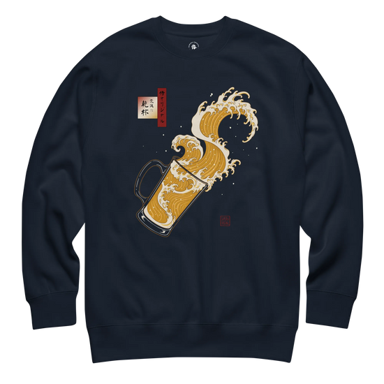 Beer Wave Ukiyo-e Unisex Premium Sweatshirt - Samurai Original