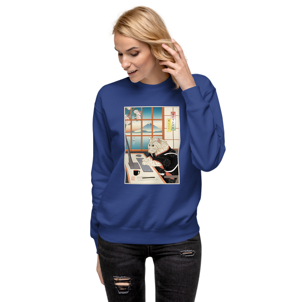 Cat Programmer Ukiyo-e Unisex Premium Sweatshirt