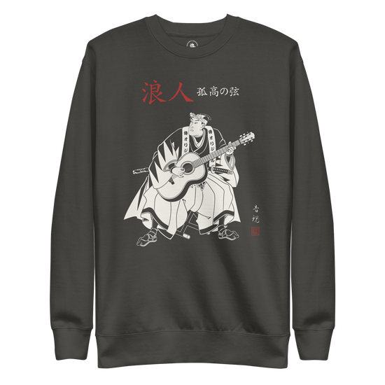 Ronin Guitar Blues Japanese Art Unisex Premium Sweatshirt Vintage Black - Samurai Original