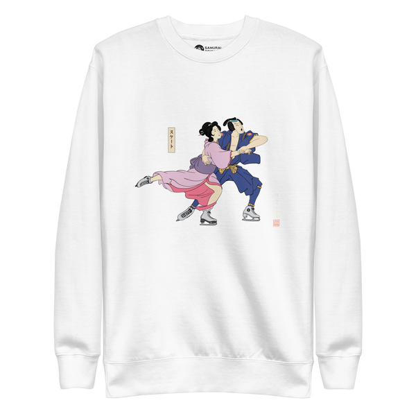 Samurai & Geisha Figure Skating Japanese Ukiyo-e Unisex Premium Sweatshirt