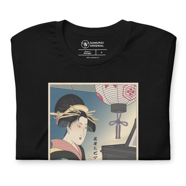 Geisha Piano Player Music Japanese Ukiyo-e Unisex T-Shirt - Samurai Original