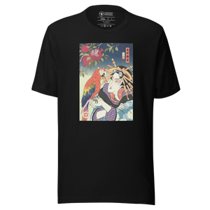 Geisha & Macaw Parrot Bird Japanese Ukiyo-e Unisex T-Shirt - Samurai Original