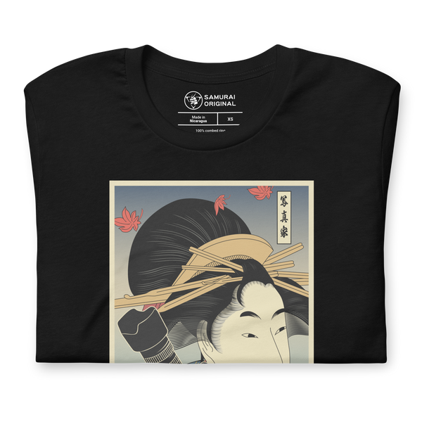 Geisha Photographer Camera Japanese Ukiyo-e Unisex T-Shirt - Samurai Original