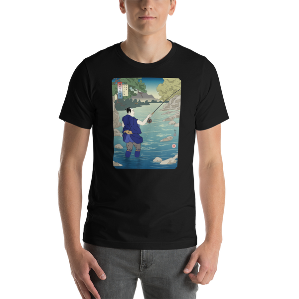 Samurai Fly Fishing Ukiyo-e Unisex t-shirt - Samurai Original