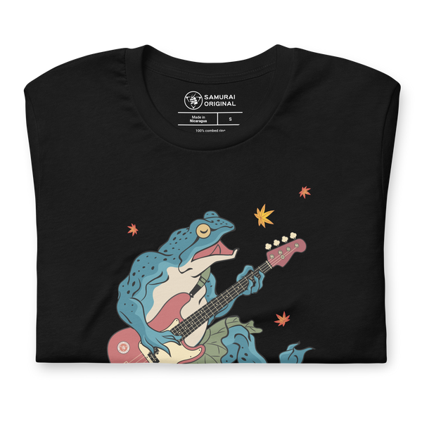 Frog Guitar Bass Funny Japanese Ukiyo-e Unisex T-shirt - Samurai Original