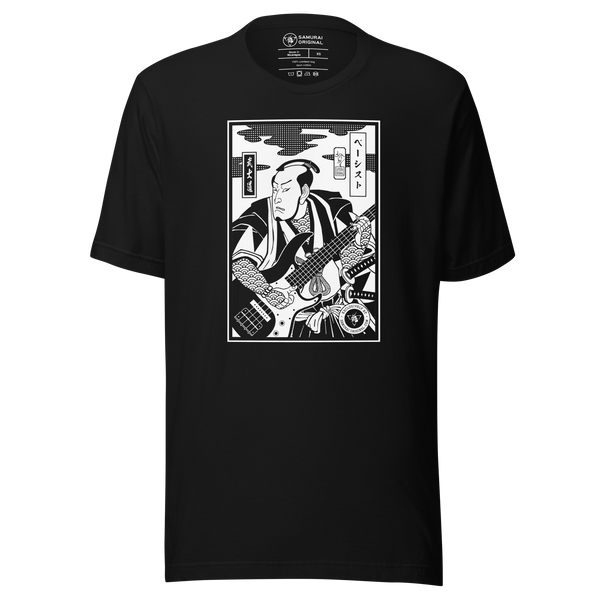 Samurai Bassist Player White Print Unisex T-Shirt