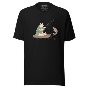 Cat Fishing Funny Japanese Ukiyo-e Unisex T-shirt - Samurai Original