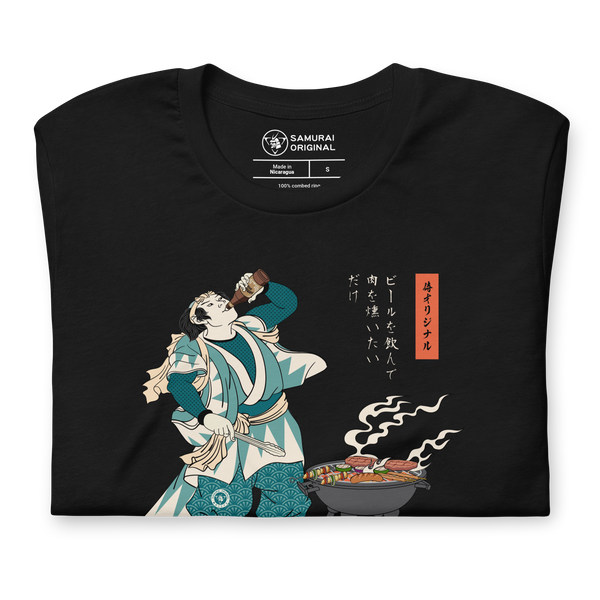 Samurai Beer and BBQ Japanese Ukiyo-e Unisex T-shirt - Samurai Original