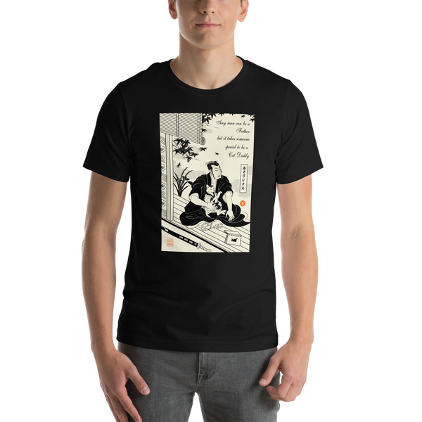 Samurai and Cat Japanese Ukiyo-e Unisex T-shirt 3