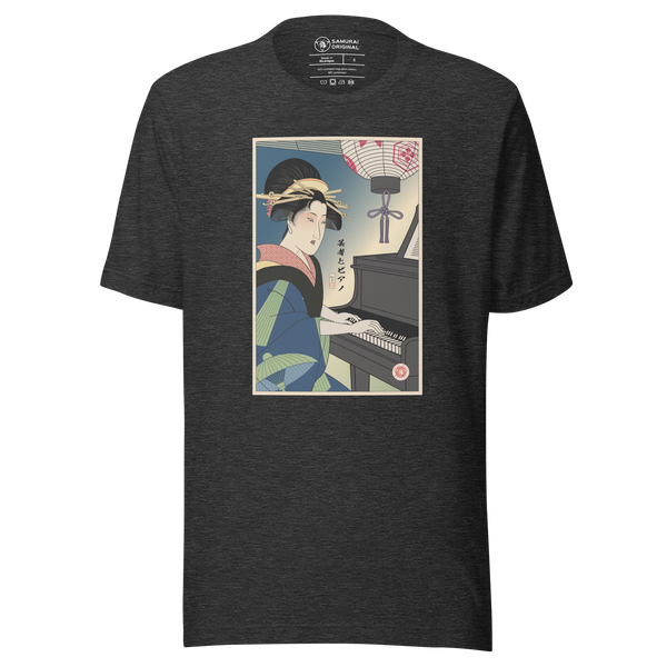 Geisha Piano Player Music Japanese Ukiyo-e Unisex T-Shirt - Samurai Original