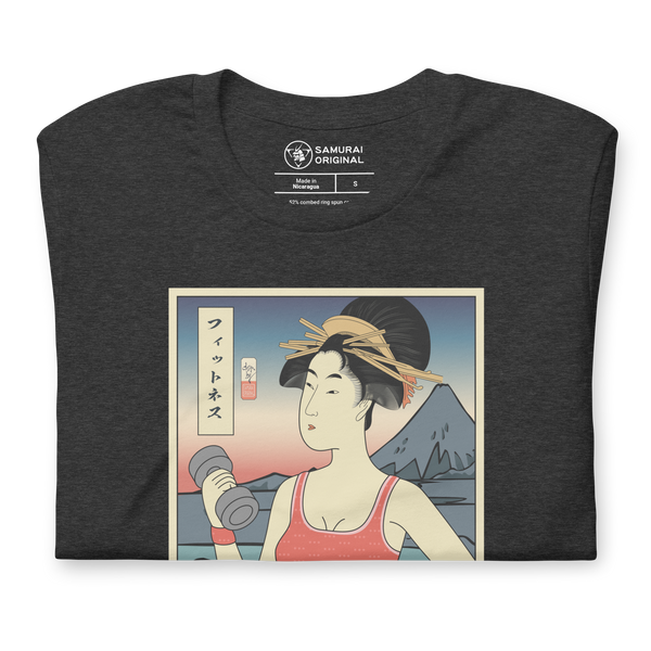 Geisha Fitness Gym Japanese Ukiyo-e Unisex T-Shirt - Samurai Original