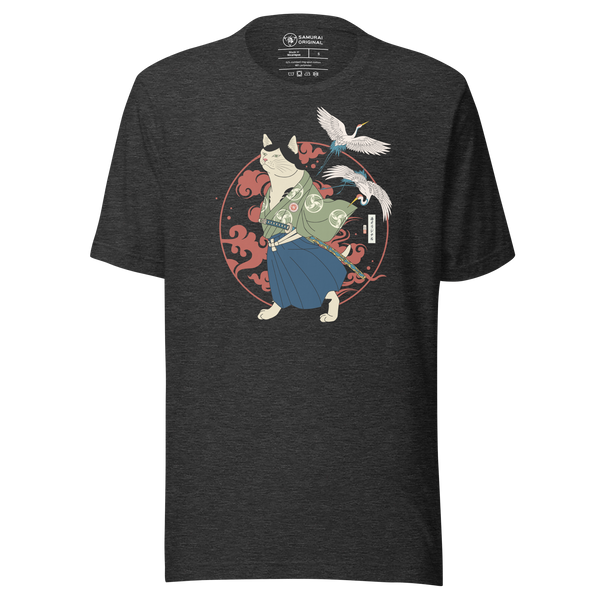 Cat Samurai Funny Japanese Ukiyo-e Unisex T-shirt 4 - Samurai Original