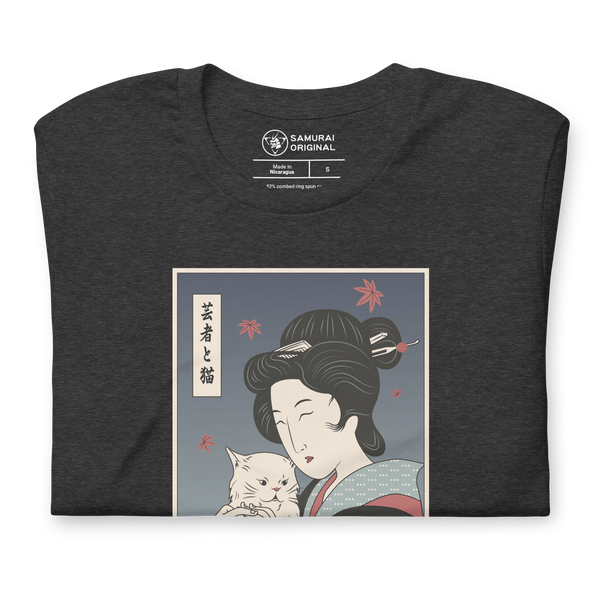 Geisha & Cat Funny Japanese Ukiyo-e Unisex T-Shirt