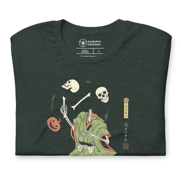 Halloween Samurai Skeleton Juggling Japanese Ukiyo-e Unisex T-shirt