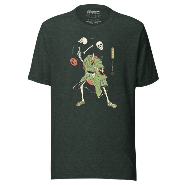 Halloween Samurai Skeleton Juggling Japanese Ukiyo-e Unisex T-shirt