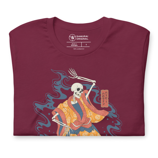 Halloween Dancing Skeletons Japanese Ukiyo-e Unisex T-Shirt - Samurai Original