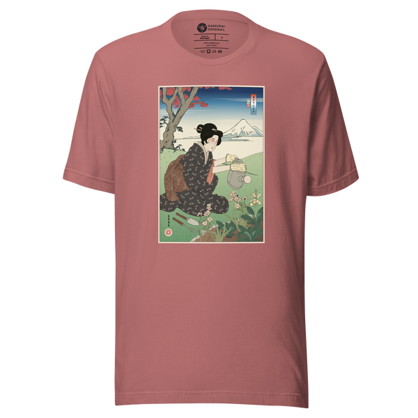 Geisha Gardening Japanese Ukiyo-e Unisex T-shirt - Samurai Original