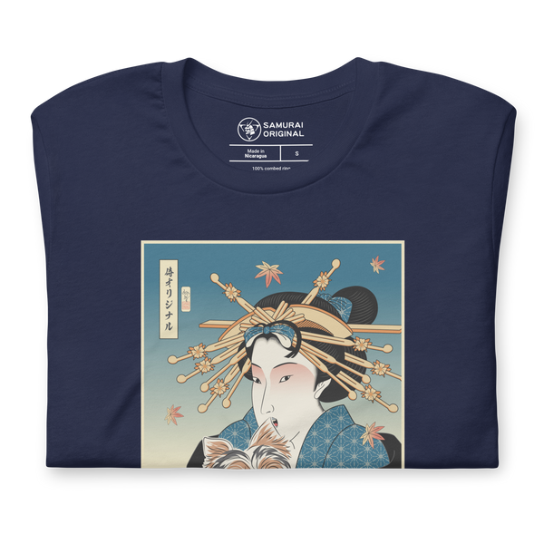 Geisha and Yorkshire Dog Japanese Ukiyo-e Unisex t-shirt - Samurai Original