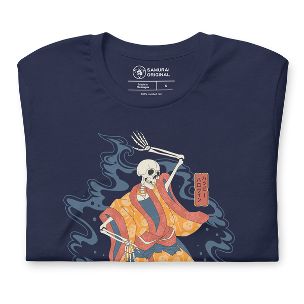 Halloween Dancing Skeletons Japanese Ukiyo-e Unisex T-Shirt - Samurai Original