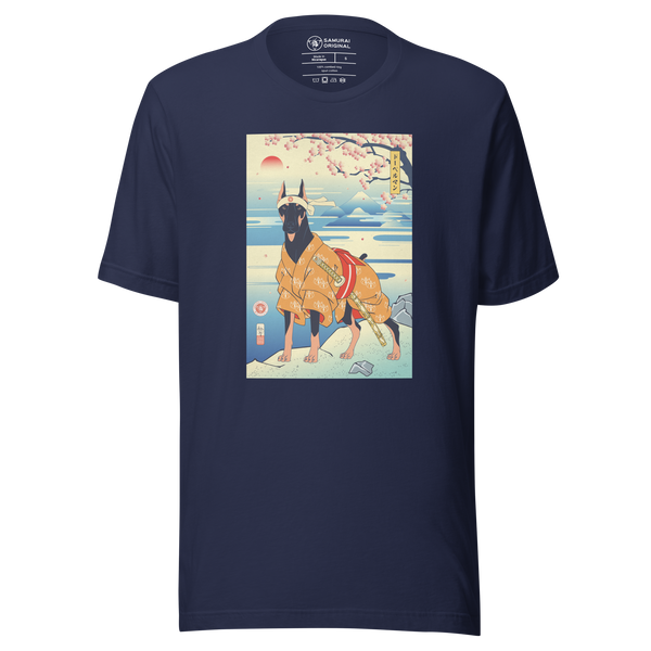 Dog Doberman Pinscher Japanese Ukiyo-e Unisex T-Shirt - Samurai Original