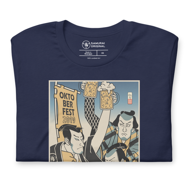 Samurai and Beer Oktoberfest Japanese Ukiyo-e Funny Unisex T-Shirt 2