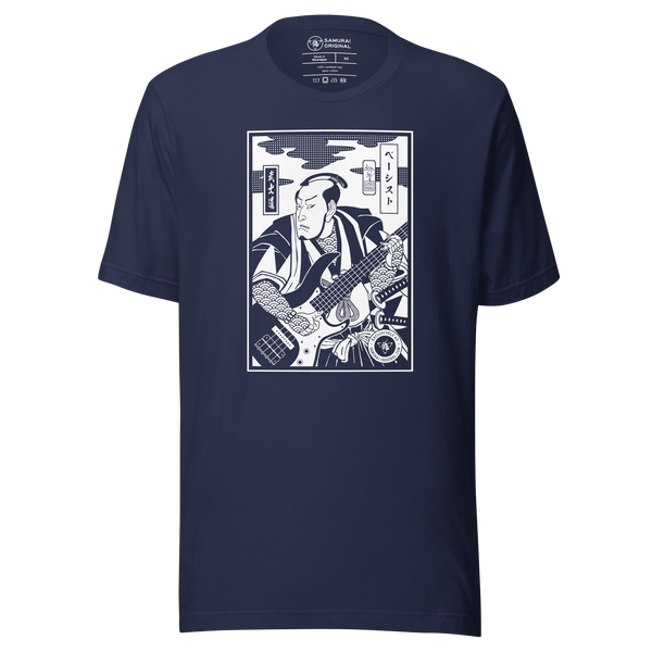 Samurai Bassist Player White Print Unisex T-Shirt