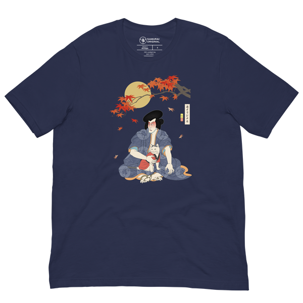 Samurai & Cat Japanese Ukiyo-e Unisex T-shirt 2