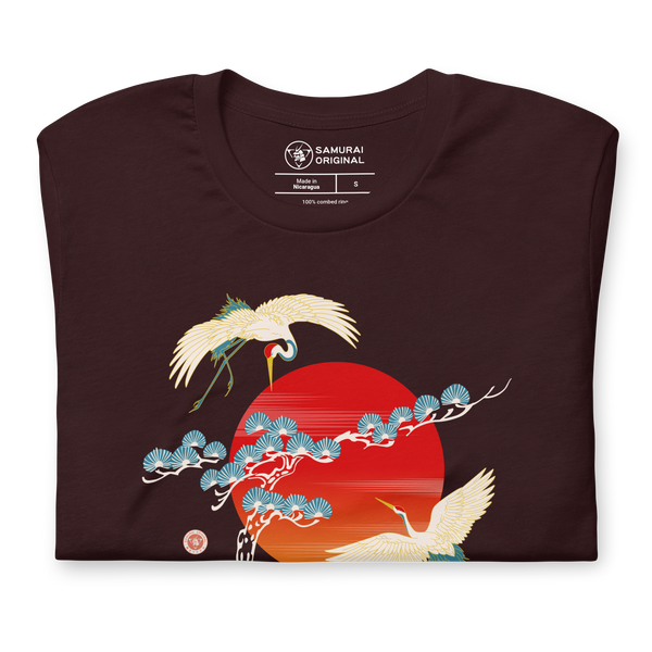 Crane Bird Japanese Ukiyo-e Unisex T-shirt - Samurai Original