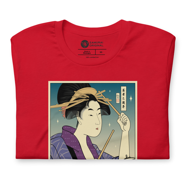 Geisha Drummer Percussion Music Japanese Ukiyo-e Unisex T-Shirt - Samurai Original