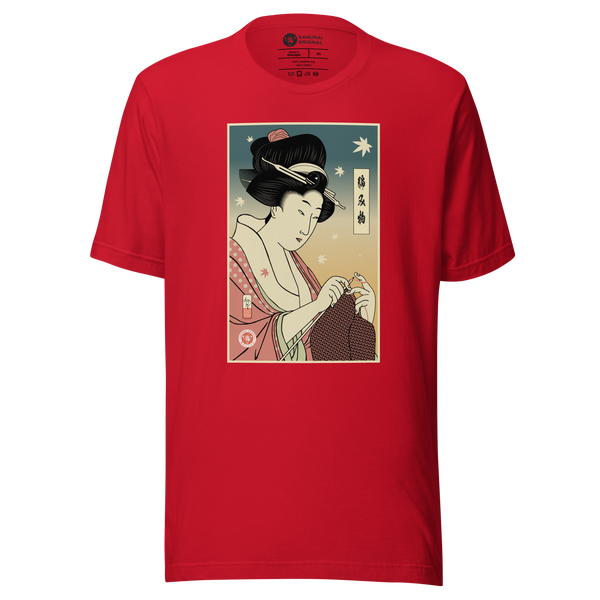 Geisha Knitting Mom Japanese Ukiyo-e Unisex T-Shirt - Samurai Original