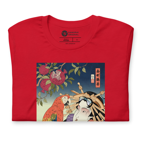 Geisha & Macaw Parrot Bird Japanese Ukiyo-e Unisex T-Shirt