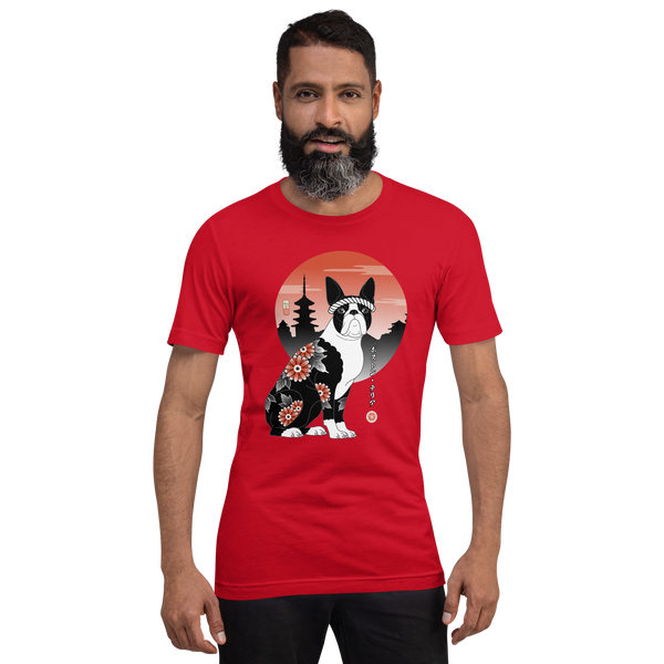 Samurai Boston Terrier Ukiyo-e Unisex T-shirt