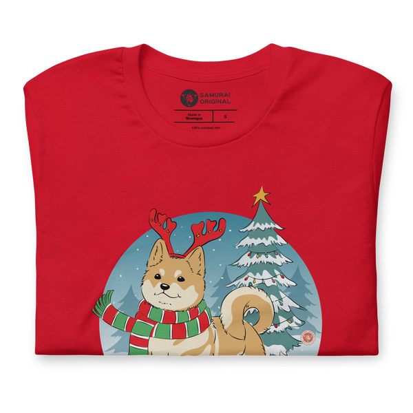 Dog Shiba Funny Christmas Japanese Ukiyo-e Unisex T-Shirt - Samurai Original