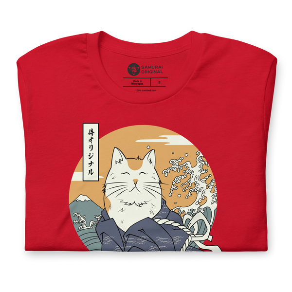 Cat Samurai Funny Japanese Ukiyo-e Unisex T-Shirt - Samurai Original