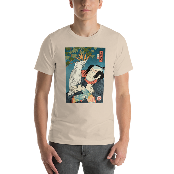Samurai & Cockatoo Parrot Funny Japanese Ukiyo-e Unisex T-Shirt