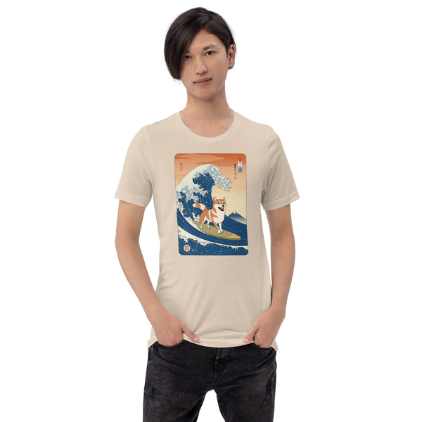 Shiba Inu Dog Surfing Ukiyo-e Unisex T-shirt