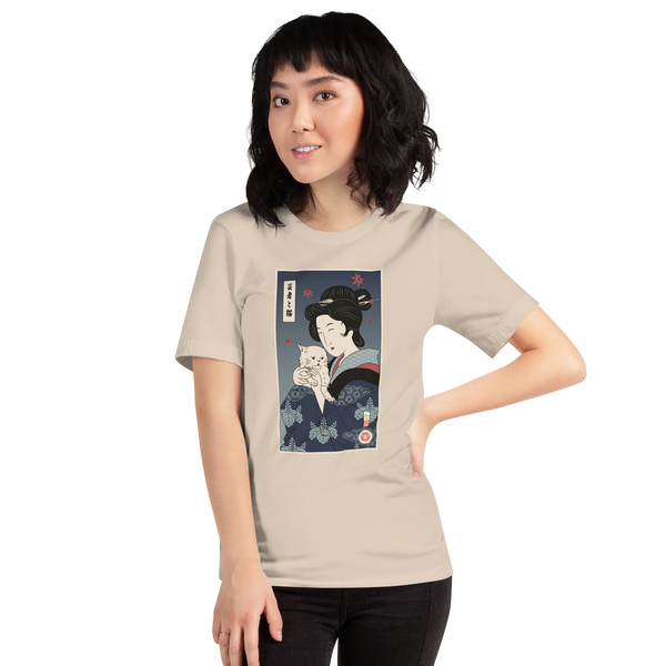 Geisha & Cat Funny Japanese Ukiyo-e Unisex T-Shirt